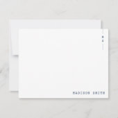 Eenvoudig marineblauw monogram op maat notitiekaartje (Voorkant)