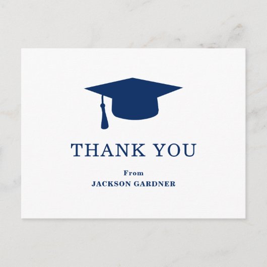 Eenvoudig marineblauw mortierbord Modern Afstudere Briefkaart (Voorkant)