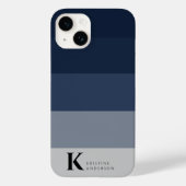 Eenvoudig marineblauw ombre grijs klassiek monogra Case-Mate iPhone case (Achterkant)