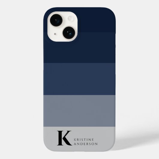 Eenvoudig marineblauw ombre grijs klassiek monogra Case-Mate iPhone case (Achterkant)