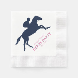 Eenvoudig marineblauw racepaard silhouet personali servet