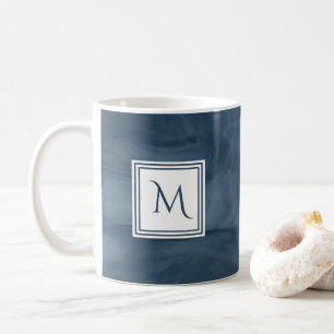 Eenvoudig Marineblauw Subtiel Marmeren Modern Koffiemok