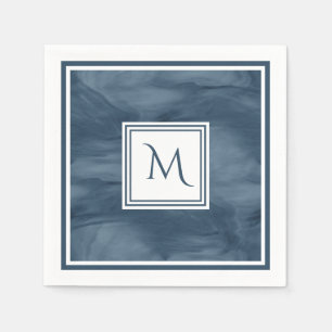 Eenvoudig marineblauw subtiele marmeren moderne mo servetten