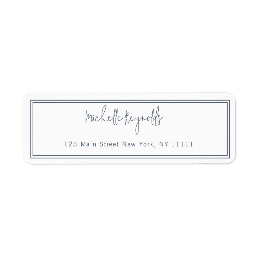 Eenvoudig marineblauw Typografie-retouradreslabel Etiket (Voorkant)