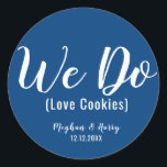 Eenvoudig marineblauw We houden van cookies Trouwp Ronde Sticker<br><div class="desc">Eenvoudig We Do Love Cookies Wedding Favor Trakteren Classic Ronde Sticker</div>