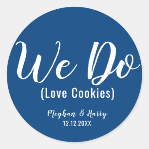 Eenvoudig marineblauw We houden van cookies Trouwp Ronde Sticker
