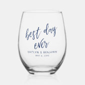 Eenvoudig marinehandschrift Beste dag ooit Wijnglas Zonder Voet (Voorkant)