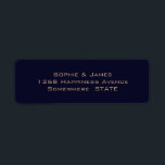 Eenvoudig marinemaand Blue Soft Gold Wedding Retur Etiket<br><div class="desc">Een elegant eenvoudig marinesuruut-label met zachte goudtekst.</div>