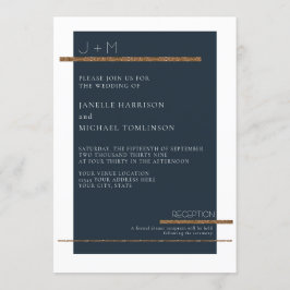 Eenvoudig marinesultaat blauw, minimaal modern gou kaart