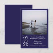 Eenvoudig marinesultaat Blue Modern - minimalistis Save The Date (Voorkant / Achterkant)