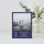 Eenvoudig marinesultaat Blue Wedding Save the Date Briefkaart (Staand voorkant)