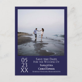 Eenvoudig marinesultaat Blue Wedding Save the Date Briefkaart