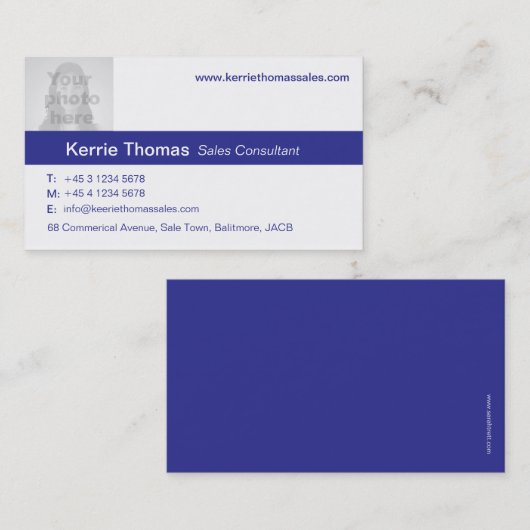 Eenvoudig marinesultaat en wit visitekaartje met b (Voorkant / Achterkant)