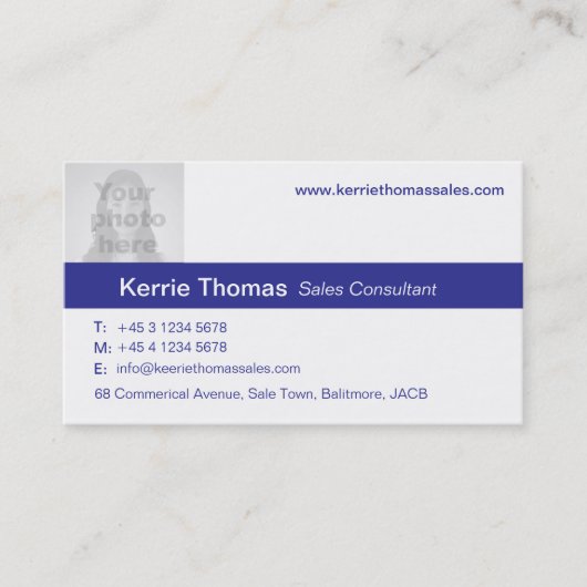 Eenvoudig marinesultaat en wit visitekaartje met b (Voorkant)