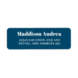 Eenvoudig marinewit elegant retouradres etiket