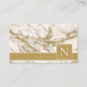 Eenvoudig marmer Monogram Black/Gold Std ID672 Visitekaartje (Voorkant)
