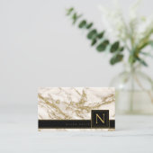 Eenvoudig marmer Monogram Black/Gold Std ID672 Visitekaartje (Staand voorkant)