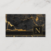 Eenvoudig marmer Monogram Gold/Black Std ID672 Visitekaartje (Voorkant)