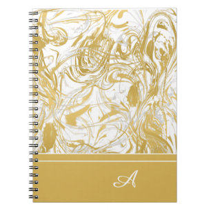 Eenvoudig marmer monogram goud wit marmer notitieboek