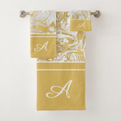 Eenvoudig Marmer Monogram Goud Witte Marmer Bad Handdoek (Insitu)