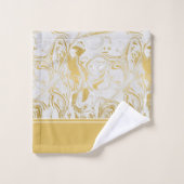 Eenvoudig Marmer Monogram Goud Witte Marmer Bad Handdoek (Wasdoekje)