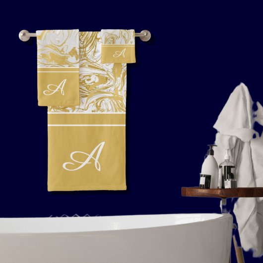 Eenvoudig Marmer Monogram Goud Witte Marmer Bad Handdoek