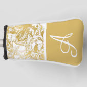 Eenvoudig Marmer Monogram Goud Witte Marmer Golf H Golfheadcover (Voorkant)