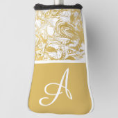 Eenvoudig Marmer Monogram Goud Witte Marmer Golf H Golfheadcover (Draai 90)