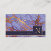 Eenvoudig marmer Monogram Paars en Gold Std ID672 Visitekaartje (Voorkant)