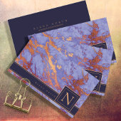 Eenvoudig marmer Monogram Paars en Gold Std ID672 Visitekaartje