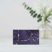 Eenvoudig marmer Monogram Violet en White Std ID67 Visitekaartje (Staand voorkant)