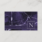 Eenvoudig marmer Monogram Violet en White Std ID67 Visitekaartje (Voorkant)