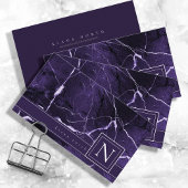 Eenvoudig marmer Monogram Violet en White Std ID67 Visitekaartje