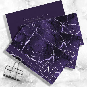 Eenvoudig marmer Monogram Violet en White Std ID67 Visitekaartje