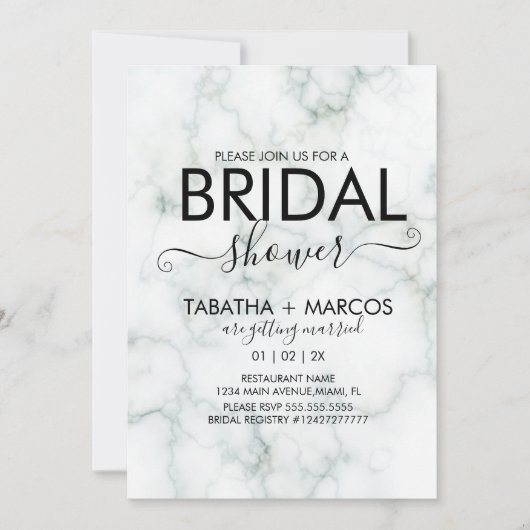 Eenvoudig Marmer Script Elegante BRUIDSSLUIER  Kaart (Voorkant)