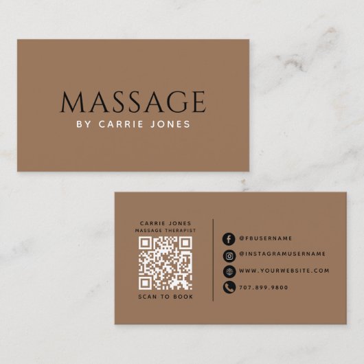 Eenvoudig Massagetherapeut Visitekaartje (Voorkant / Achterkant)