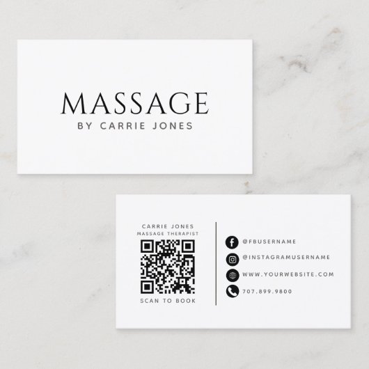 Eenvoudig Massagetherapeut Visitekaartje (Voorkant / Achterkant)