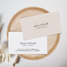 Eenvoudig Matig Blush Roze Monogram Feminine Logo Visitekaartje