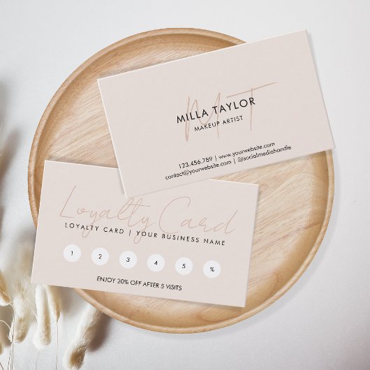 Eenvoudig Matig Blush Roze Monogram Feminine Logo Visitekaartje