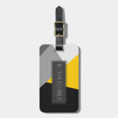 Eenvoudig Matig Geel Geel en Zwart Geo Bagagelabel (Voorkant verticaal)