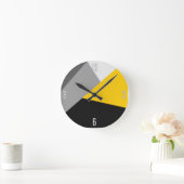 Eenvoudig Matig Geel Geel en Zwart Geo Ronde Klok (Huis)