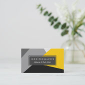 Eenvoudig Matig Geel Geel en Zwart Geo Visitekaartje (Staand voorkant)