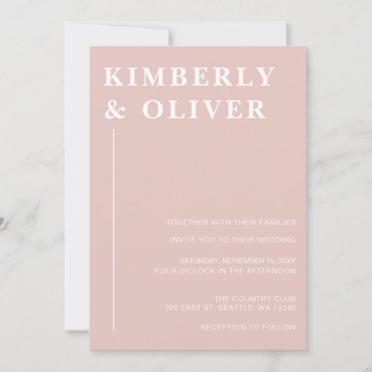 Eenvoudig Matig Minimale Blush Wedding Kaart (Voorkant)