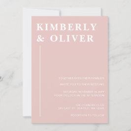Eenvoudig Matig Minimale Blush Wedding Kaart