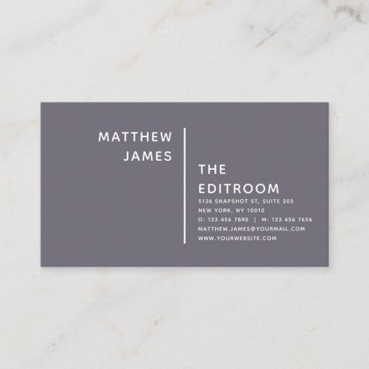 Eenvoudig Matig Paars Grijs Wit Visitekaartje (Voorkant)