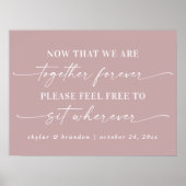 Eenvoudig Mauve Script Seating Wedding Ceremony Si Poster (Voorkant)