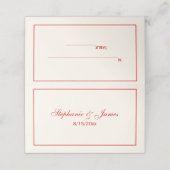 Eenvoudig Medium Rood Lijst Escort Kaarten Ivoor Plaatskaartje (Buitenkant ongevouwen)