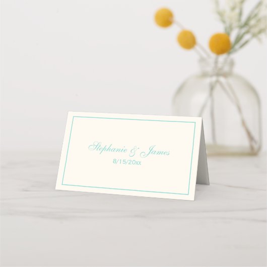 Eenvoudig Medium Turquoise Lijst Escort Kaarten Iv Plaatskaartje (Voorkant)