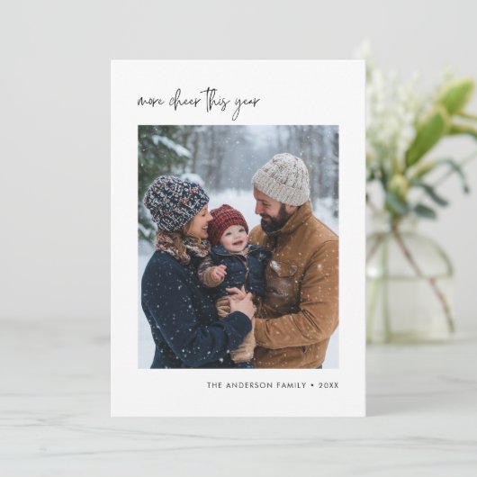 Eenvoudig meer juichen dit jaar kerst Baby foto Feestdagenkaart (Staand voorkant)