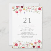 Eenvoudig meerkleurig Wildflower 21e verjaardagsfe Kaart (Voorkant)